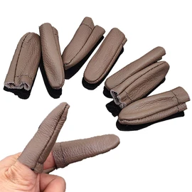 SUKPSY 3 pares de protectores de dedos de cuero para tejer dedal para hacer costura a mano (color al azar)
