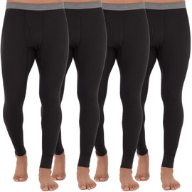 Fruit of the Loom Men's Recycled Premium Waffle Thermal Underwear Long Johns Bottom (1, 2, 3, and 4 Packs), Black 4 Pack