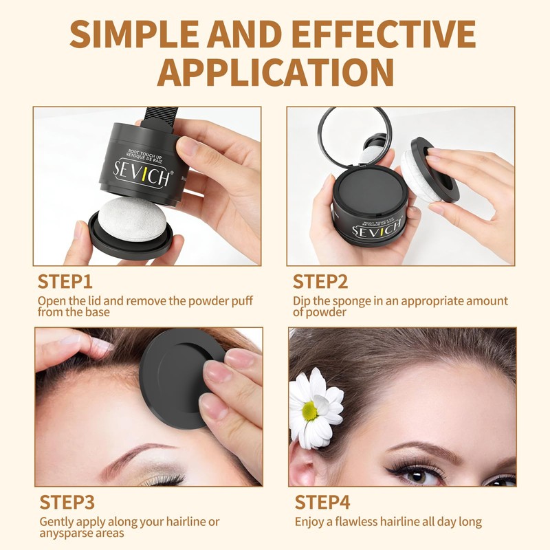 Hairline Powder, Gray Root Touch Up, Sweatproof, Dark Brown