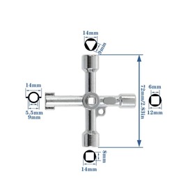 WenTigDY 4 in 1 Universal Utilities Key, Multi-Functional Universal Cross Key with Bit Zinc Alloy Tools Electrical Cupboard Box, Train Door, Water Meter Valve Gas Electric Meter Cabinets etc