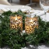 LumaBase Battery Operated LED Glass Candles with Flickering Flame, Gold