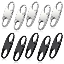 Heveer Zip Fasteners Double Opening Zipper Puller Anti-Theft Zipper for Backpack Luggage Pack of 10 Black Silver