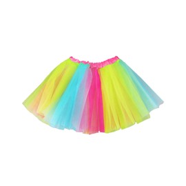 NYGGTYK 1 Piece Rainbow Tulle Skirt, Soft Fluffy Tutu, Neon Party Wear for Girls, 80s Children's Clothing, Dance Tutu with Elastic Band, Colourful