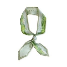 LumiSyne Skinny Silk Scarf Women Girls Slim Long Neckerchief Artistic Oil Painting Printed Fresh Nature Style Lightweight Satin Scarf Headbands Headdress Hair Scarf Grip Wrap Ribbon, green wheat field