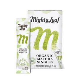 Mighty Leaf Tea, Organic Matcha Green Tea Singles - 1 Box of 12 Single Serve Packets, 100% Japanese Matcha, Unsweetened