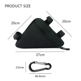 MUEEAD 1 Bicycle Triangle Bag with 1 Mountaineering Buckle, Waterproof Triangle Bag, and Storage Phone Triangle Bag