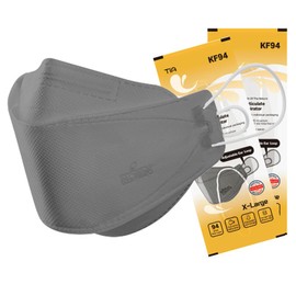 BOTN KF94 Face Mask X-Large - DarkGray (10 Pack) | Adjustable Strap, Comfortable Fit, Made in Korea, Safety Protective Mask for Adults