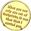 Foot Prints in The Sand Gold Tone Medallion Spiritual Chip