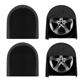 OutdoorLines Outdoor Waterproof Tire Covers Set of 4 - UV-Proof Trailer Wheel Cover Windproof Tire Protector for RV Jeep Trailer Camper Van Truck, Universal Tire Covering Fits Diameters 19"-22", Black