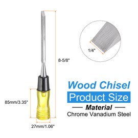HARFINGTON Wood Chisel 1/4" CRV Steel Beveled Edge Blade PVC High Impact Handle Woodworking Hand Tool with Caps for Carving Furniture Making Carpentry Tool