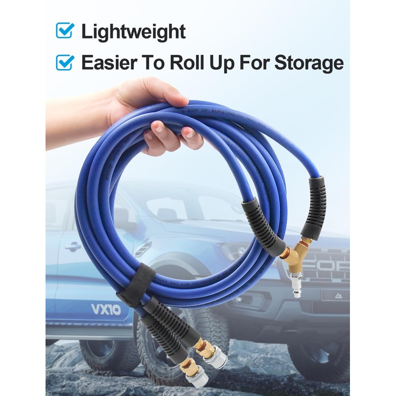 WNCGC 2 Way Tire Inflation Hose 1/4 Inch x 8.2FT