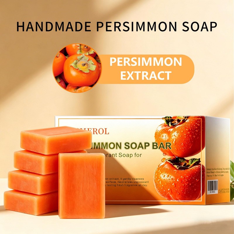 O'CHEROL 5 PCS Persimmon Soap Bar for Body Odor Control,