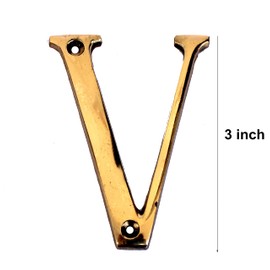 eSplanade - House Hotel Door Name Alphabet Brass Wall Door Sign Letter Alphabet 3" Gold Tone ("A" Alphabet) ("V"-Alphabet-3")