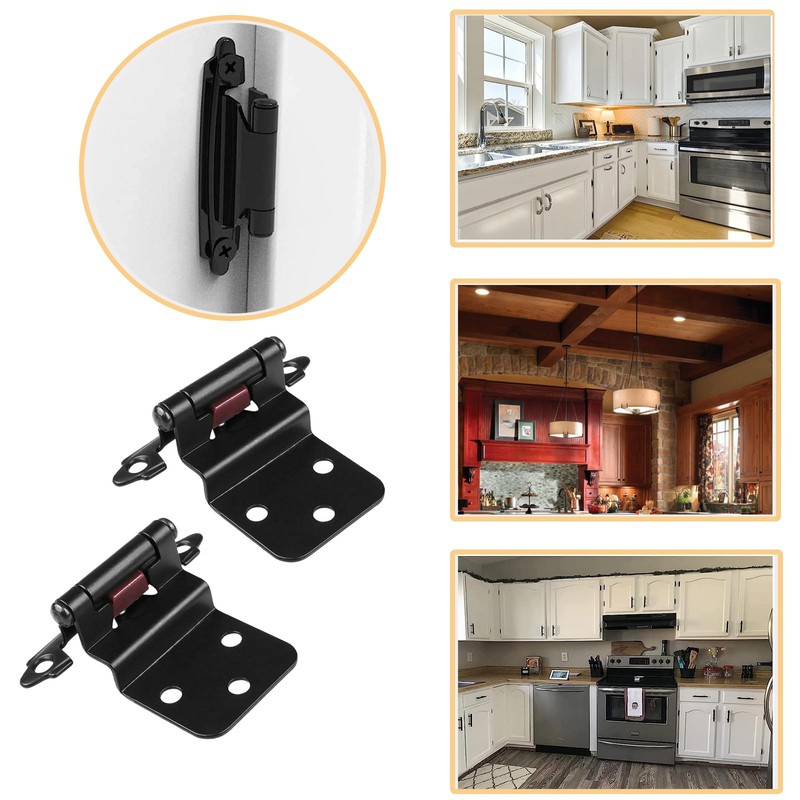 NOV FIRE 3/8"Inset Cabinet Hinge Black,8 Pack Self-Closing Hinge for