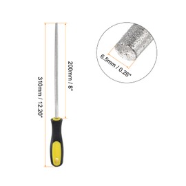 sourcing map Diamond Coated File 8 Inch 80 Grits Round Files Tools with Plastic Handle for Metal Glass Wood Stone Grinding Polishing Engraving