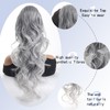 Gray Drawstring Ponytail Extension for Black Women Long Grey Wavy