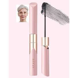 Lengthening Black Mascara for Fine Short Lashes & Older Women – Quick-Drying, Smudge-Proof & Waterproof – Natural-Looking Length, Dual-Sided Brush - Swivel Brush Handle, Glides to Every Lash Angle