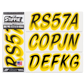 Stiffie Whipline Black/Yellow 3" DOT Decal Kit Registration Numbers Vinyl Lettering Semi Truck Tractor Trailer Decals