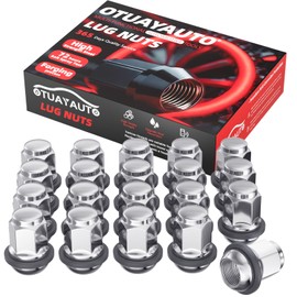 OTUAYAUTO M12x1.5 Lug Nuts - 20PCS Chrome 12mmx1.5 Closed End Bulge Acorn Lug Nut Set, 12x1.5 Wheel Lug Nuts, Radius Ball Seat with Washer, 3/4" Hex, Replacement for Honda Acura Wheel Lug nut