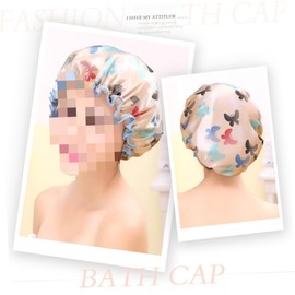 Ipetboom Sets Women's Elastic Bathing Hat Satin Shower Cap Hair Protection Soft Material One Size Fits Pcs