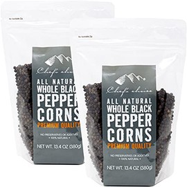 Chef's Choice Black Pepper Whole, Black Pepper Whole, 13.4 oz (380 g), 2 Bags