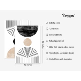 Juego de 2 impresiones modernas de mediados de siglo, arte de pared geométrico abstracto neutro, arte de pared bohemio, arte de pared de mediados de siglo, decoración de pared, ilustraciones de
