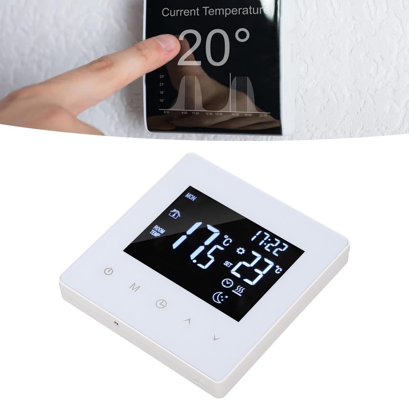 White Intelligent Thermostat Touch Screen 16A LCD Display Smart Temperature