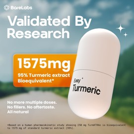 BareLabs Ultra Turmeric – Triple Strength 1575mg + Natural Joint Support – High Absorption 95% Curcumin, Water-Dispersible Formula – 30 Day Supply