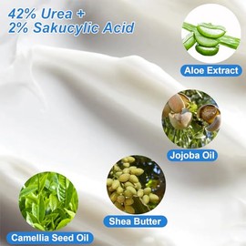7.06 onzas/2 paquetes de crema de urea 42% más ácido salicílico 2%, crema de pies de urea para el cuidado de los pies, tratamiento de talón agrietado,