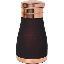 Pure Copper Bedside Carafe for Ayurveda Health Benefits - Capacity - 1 Liter (33.81 US Fluid Ounce) Dark Cherry