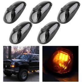 cciyu 5 Pack Smoke Amber LED Cab Roof Marker Clearance Light Lamp Smoked Covers Replacement fit for 1999-2002 for Dodge for Ram 2500 3500 4500 Cab Marker