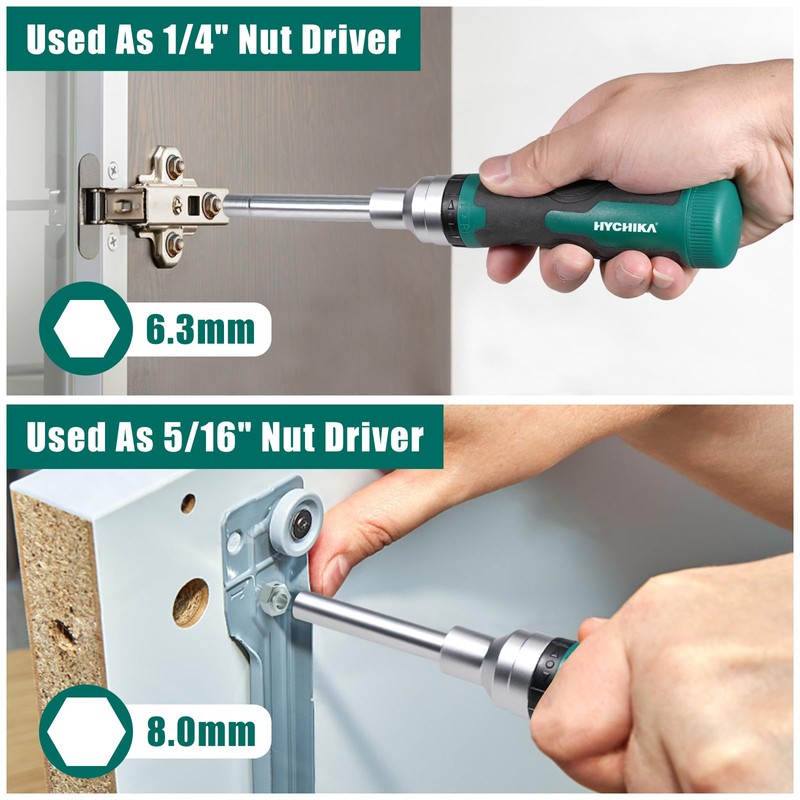 HYCHIKA Ratcheting Screwdriver 16-in-1 Multi Bit Screw Driver, Ratchet Screwdriver