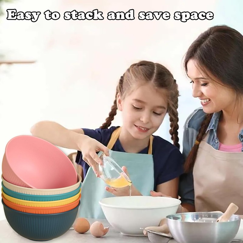 Unbreakable Wheat Straw Cereal Bowls Set of 6, 24 OZ