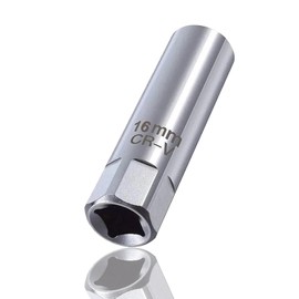 Youzzei 16mm Spark Plug Socket, 12 Point Thin Wall Spark Plug Socket, CR-V Steel 3/8 Inch Drive Removal Tool Built-in Spring Clips for Automobile Sparking Plug Wrench, Cars Motorcycle(16mm)