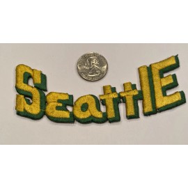 Unbranded "SEATTLE”  VINTAGE  EMBROIDERED  IRON ON  PATCH.   BEAUTIFUL!  5"x 2"