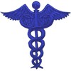 Wholesale Applique Blue Medical Caduceus Embroidered 2-1/4" x 2-1/4" Square
