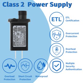 12V 9W Class 2 Power Supply 2 Pack, 8 Modes Supply DC Low Voltage Transformer IP44 Power Adapter Driver for Inflatable Indoor/Outdoor Decor Lights Christmas LED Strip, IP44 Waterproof, ETL Listed