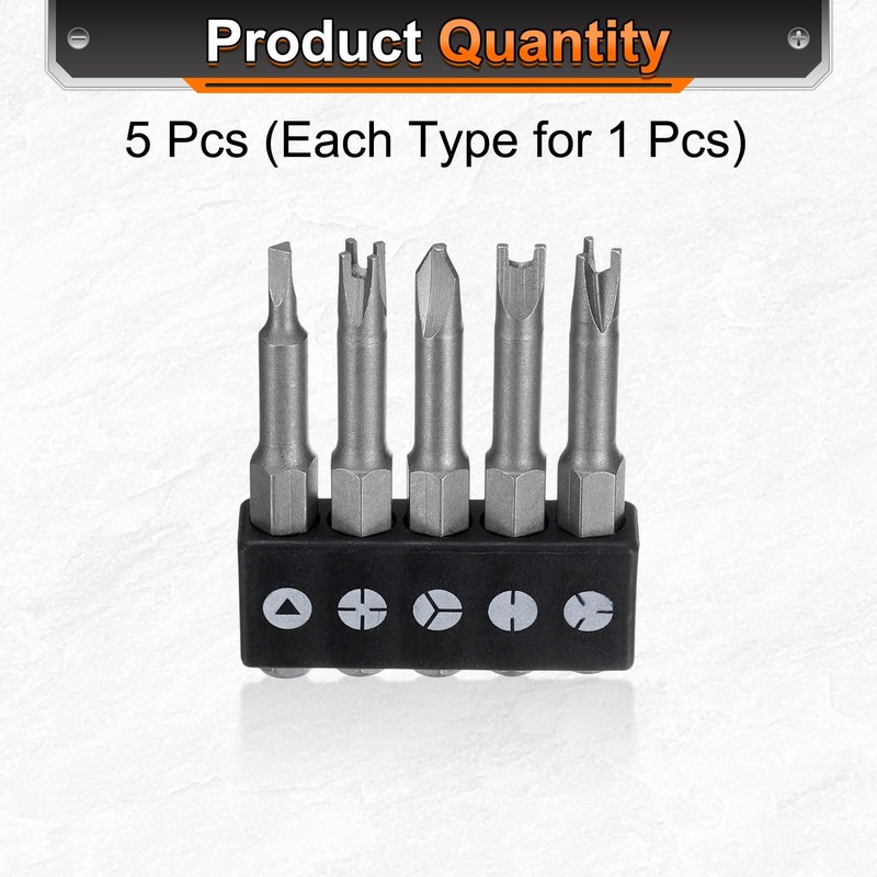 sourcing map 5pcs Magnetic Special Shaped Screwdriver Insert Bits Set