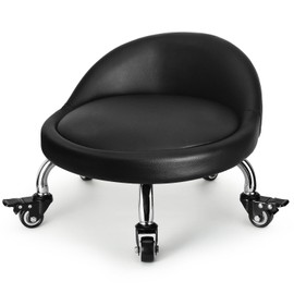 FLOLXNB Low Height Rolling Stool,Low Stool Chair with Back,Low Roller Seat Stool Chair,Rolling Stool for Home Office Garage Shop,M