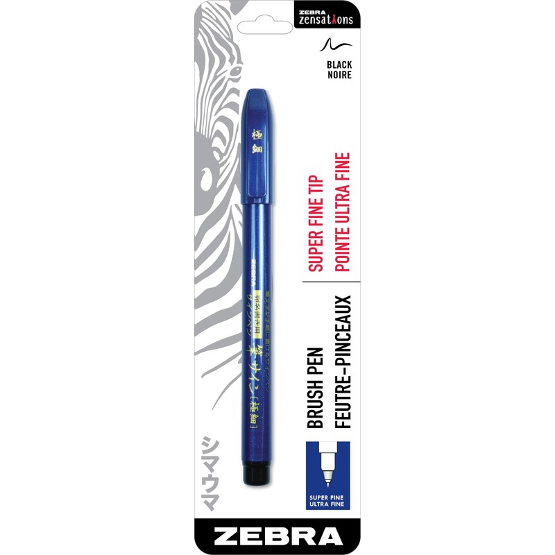 Zebra Pen Zensations Brush Pen, Black Water-Resistant Ink, 1-Pack (01111)