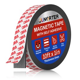 Junarter Magnetic Tape Roll, Magnet Strips, 1 Roll (10 Feet x1 in) Adhesive Magnetic Tape Strips with Adhesive Backing, Flexible Magnetic Strips, Sticky Magnet Tape for Fridge, DIY (0.08" Thick)