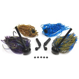 Harmony Fishing - Tungsten Football Jigs (Modular Skirt Kit - 2 Jigs, 4 Skirts, 2 Rattles, 5 Bait Pegs) (1 oz)