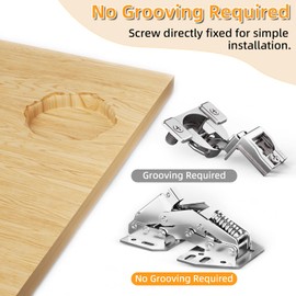 Chibery 4 Pack 90° RV Cabinet Hinges, Heavy Duty Surface Mount Soft Close Accessories, Face Frame & Frameless, Self Closing, No Pre-Drilled Cup Hole for Cabinets, Camper Van, Trailer, Vehicle-Mounted