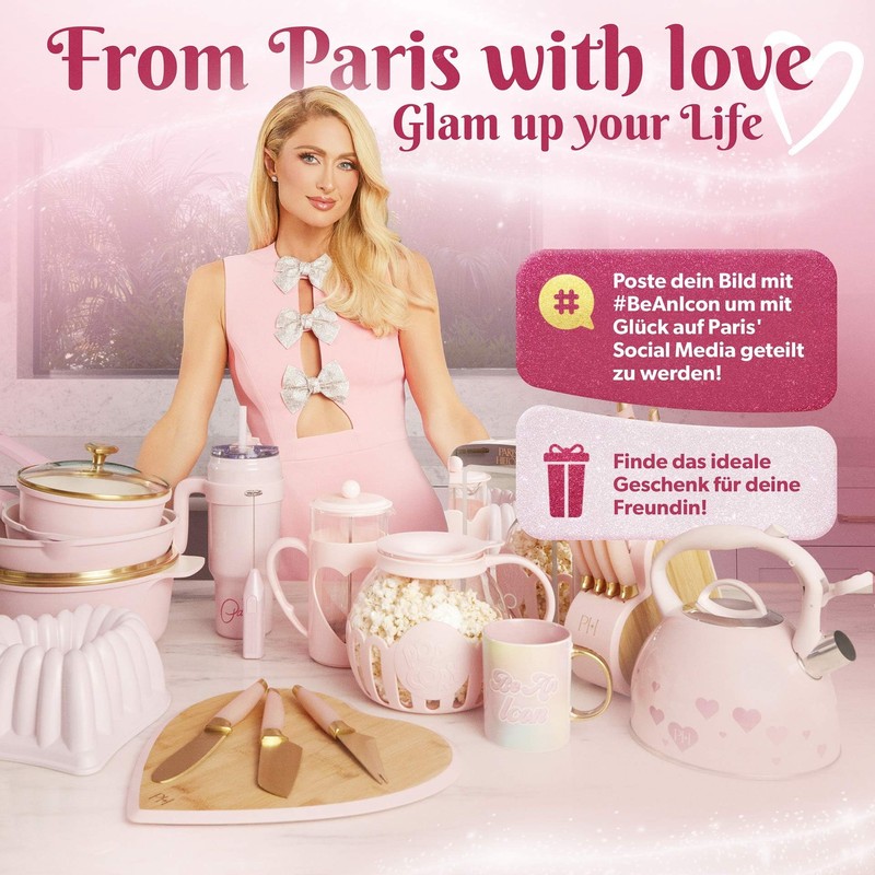 FACKELMANN Paris Hilton - Pink Stainless Steel Water Bottle with