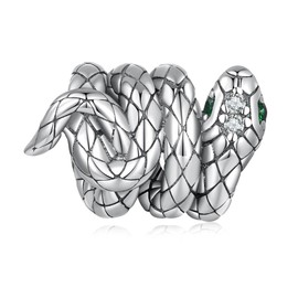 VOROCO Charm 925 Sterling Silver Bracelet Necklace Pendant Bead Charms Jewelry Gift for Women Mother Daughter Grandma Family Friends (Silver Snake)
