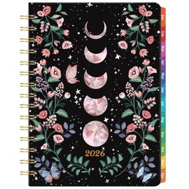 2026 Planner - 2026 Planner Weekly and Monthly with Tabs, Jan. 2026 - Dec. 2026, 6.3" x 8.4", Planners 2026 with Back Pocket + Thick Paper + Twin-Wire Binding - Moon