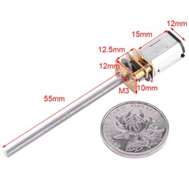 DC Gear Motor, Reduction Motor, 6V, M3, 55mm, Screws, Output Shaft, 30 RPM to 500 RPM, DC Gear Motor, Reduction Motor, 6 V, m3