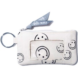 ID Case Wallet with Lanyard, Women's Fashion Lanyard Wallet, Zip ID Case with Lanyard Lanyard with id Holder Wallet Keychain for Women (Smile)