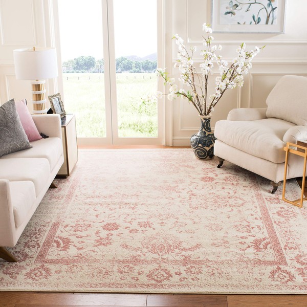 SAFAVIEH Adirondack Collection Accent Rug - 4' x 6', Ivory & Rose, Oriental Distressed Design, Non-Shedding & Easy Care, Ideal for High Traffic Areas in Entryway, Living Room, Bedroom (ADR109H)