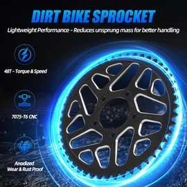 IUVWISN Dirt Bike Sprocket 48 Teeth Rear Chain Sprockets 420 / 48T for Surron Sur Ron Light Bee X S LBX Electric EBike Black